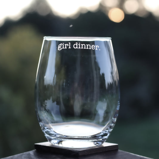 Girl Dinner Etched Glass